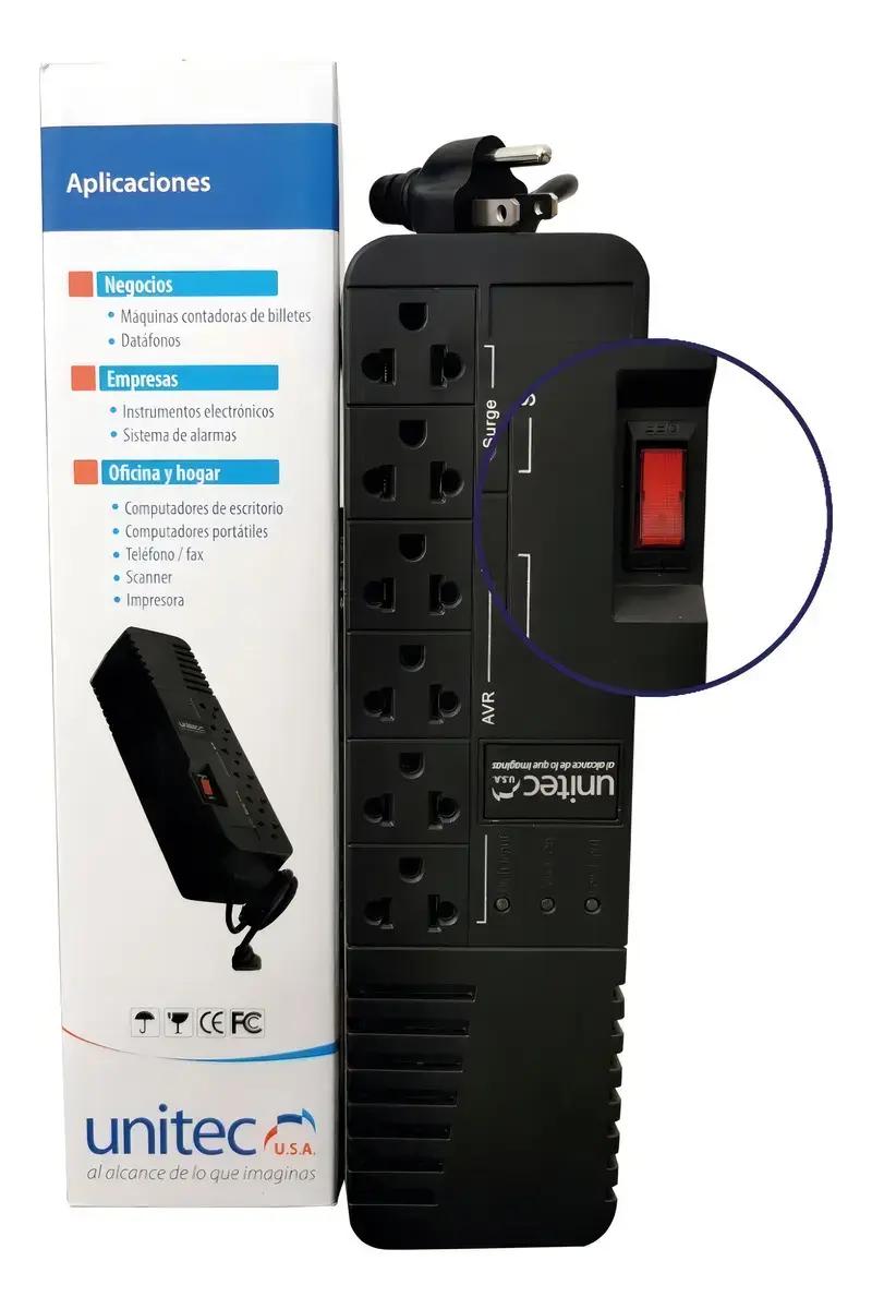 Regulador de Voltaje Unitec 6 Tomas 1-74 - Energia y Proteccion - Imagen 2 Regulador de Voltaje Unitec 6 Tomas 1-74 - Energia y Proteccion - Imagen 2