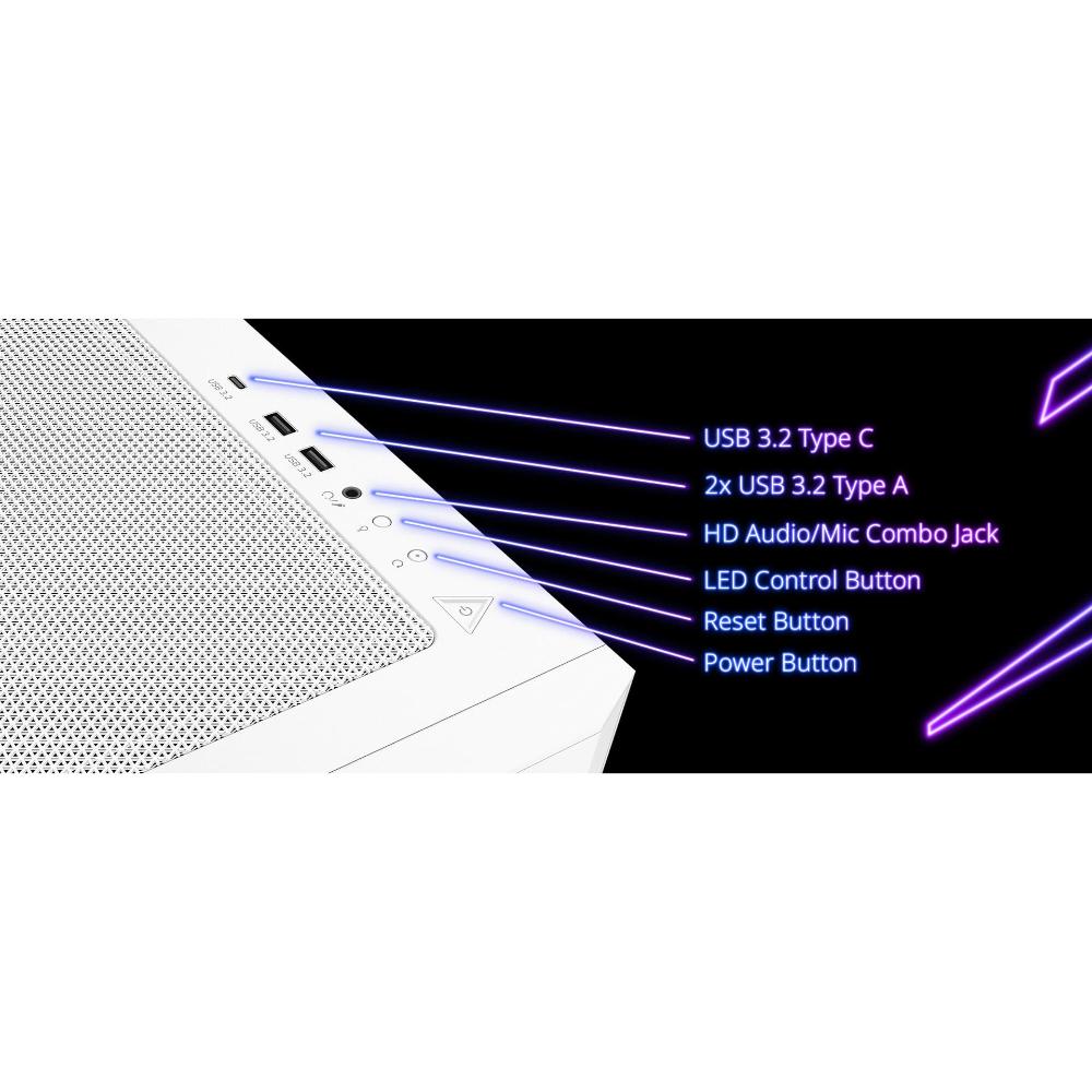 XPG STARKER AIR BTF, Blanco, soporta placas base con diseño de conector inverso, Torre Media ATX, 2.5'' y 3.5'' pulgadas x2, I/O: USB-C x1, USB-A x2, Audio HD x1, control LED x1, Reinicio x1, Poder x1, Ventilador ARGB: 4 x Ventiladores de 120mm (Frontal x3, Trasero x1), Ventilador: (Trasero x1), 2 Años de Garantía - Componentes - Imagen 2 XPG STARKER AIR BTF, Blanco, soporta placas base con diseño de conector inverso, Torre Media ATX, 2.5'' y 3.5'' pulgadas x2, I/O: USB-C x1, USB-A x2, Audio HD x1, control LED x1, Reinicio x1, Poder x1, Ventilador ARGB: 4 x Ventiladores de 120mm (Frontal x3, Trasero x1), Ventilador: (Trasero x1), 2 Años de Garantía - Componentes - Imagen 2