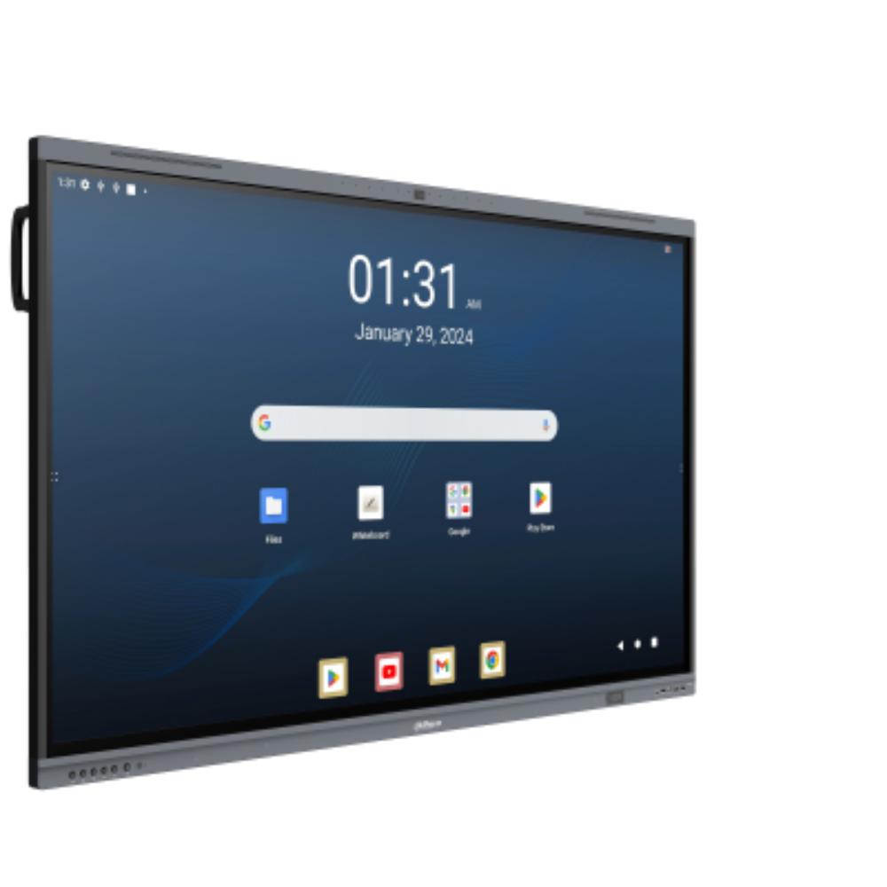 Pantalla interactiva Dahua inteligente UHD Lite de 65'', Android 13, certificación EDLA, Google Store, procesador de cuatro núcleos A76 y A55 8GB + 128 GB, 2 x 8 W + 2 x 18 W, NFC; seguimiento de voz + encuadre automático, Cámara de 48 MP + 8 micrófonos (Alcance: 12 m) Carga tipo C de 65 W + 15 W + BYOM - Componentes Pantalla interactiva Dahua inteligente UHD Lite de 65'', Android 13, certificación EDLA, Google Store, procesador de cuatro núcleos A76 y A55 8GB + 128 GB, 2 x 8 W + 2 x 18 W, NFC; seguimiento de voz + encuadre automático, Cámara de 48 MP + 8 micrófonos (Alcance: 12 m) Carga tipo C de 65 W + 15 W + BYOM - Componentes