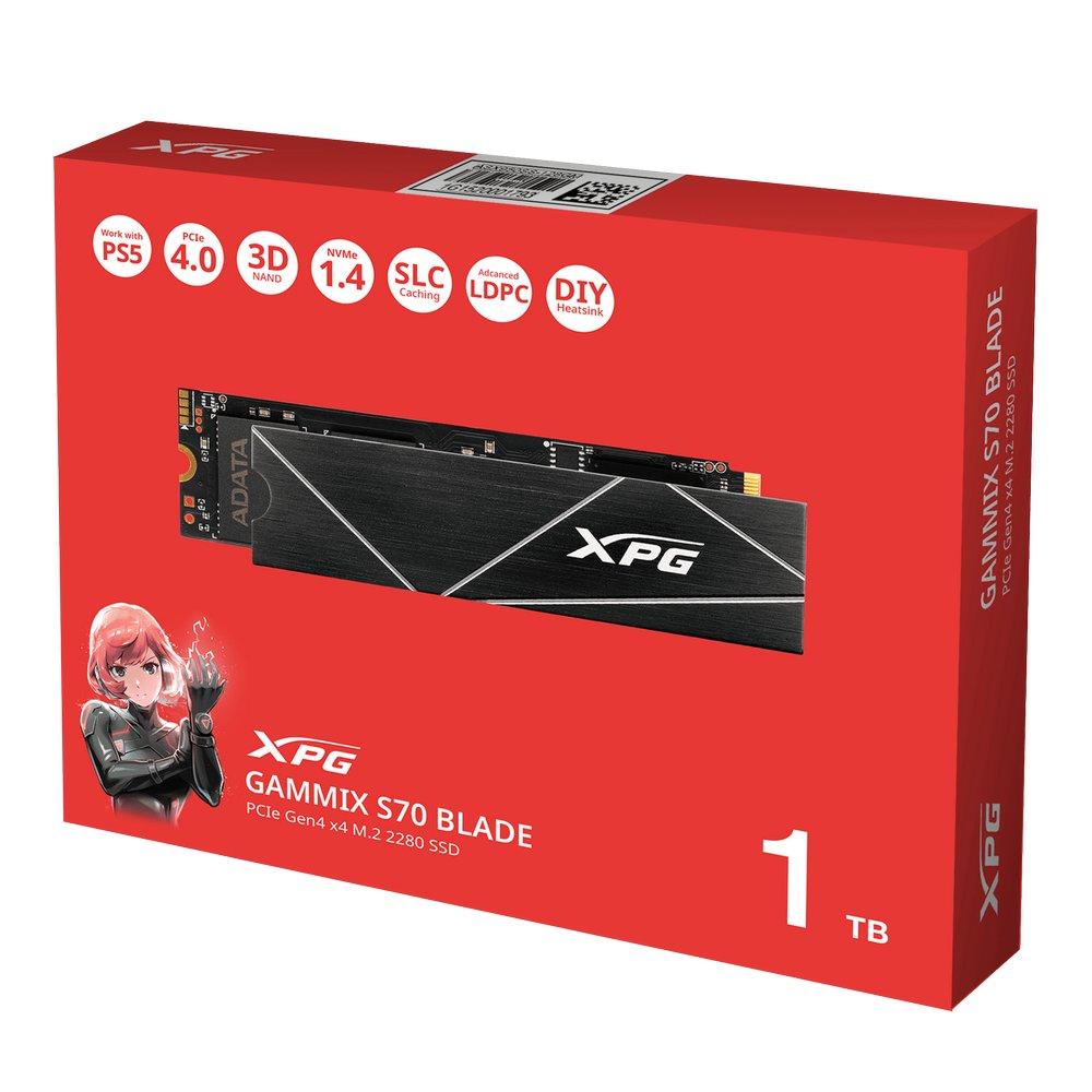 SSD gamer XPG by ADATA SPECTRIX GAMMIX S70 BLADE PCIe Gen4x4 M.2 2280 / 1TB / Disipador Removible / 7400mb / 6800mb - Componentes de PC - Imagen 4 SSD gamer XPG by ADATA SPECTRIX GAMMIX S70 BLADE PCIe Gen4x4 M.2 2280 / 1TB / Disipador Removible / 7400mb / 6800mb - Componentes de PC - Imagen 4