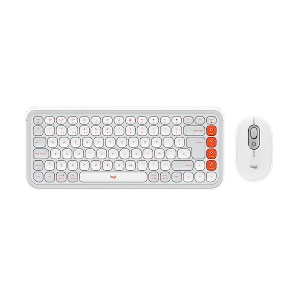 Combo Teclado + Mouse Inalámbricos Logitech POP Icon Color Blanco y Naranja - Componentes Combo Teclado + Mouse Inalámbricos Logitech POP Icon Color Blanco y Naranja - Componentes