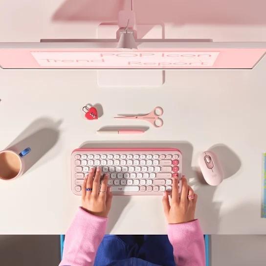 Combo Teclado + Mouse Inalámbricos Logitech POP Icon Color Rosa y Blanco - Componentes - Imagen 2 Combo Teclado + Mouse Inalámbricos Logitech POP Icon Color Rosa y Blanco - Componentes - Imagen 2