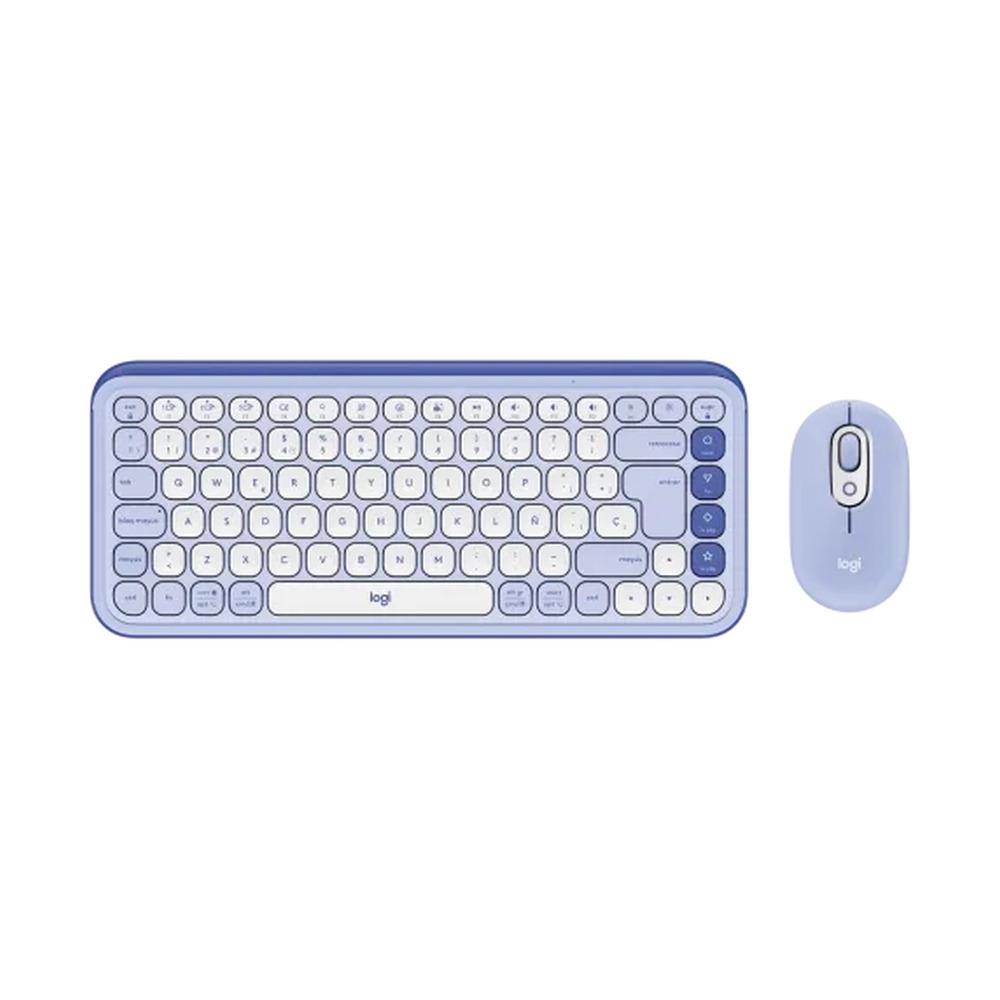 Combo Teclado + Mouse Inalámbricos Logitech POP Icon Color Lila y Blanco - Componentes Combo Teclado + Mouse Inalámbricos Logitech POP Icon Color Lila y Blanco - Componentes